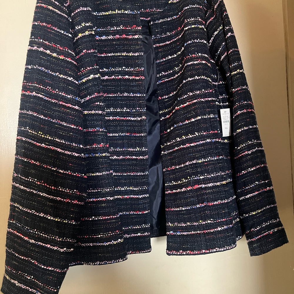 Talbots Navy Multicolor Textured Blazer